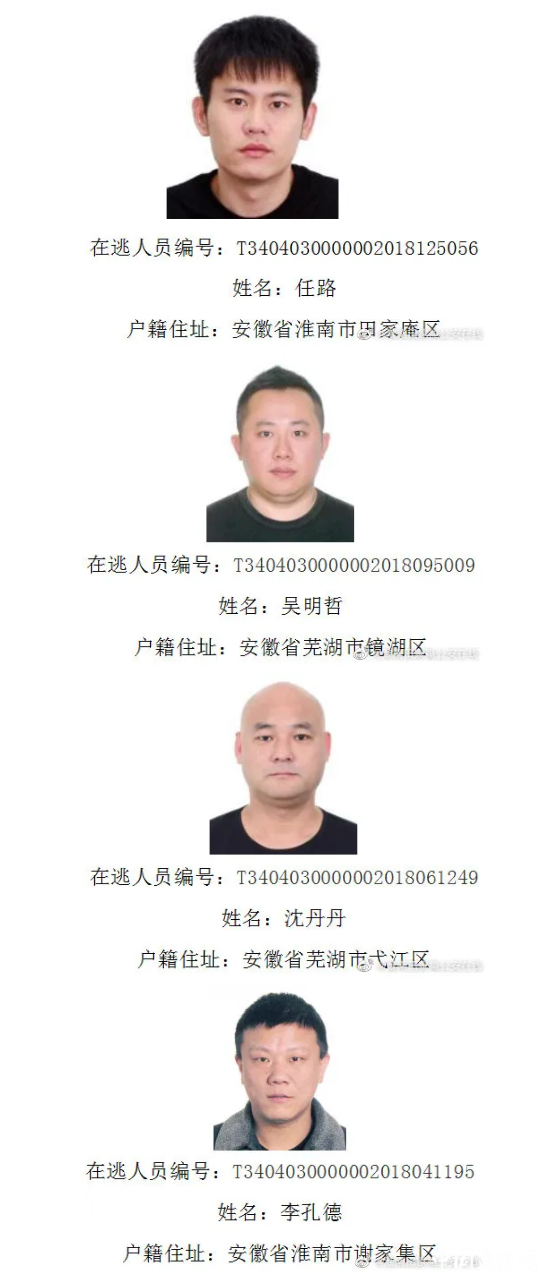 淮南公安悬赏通报